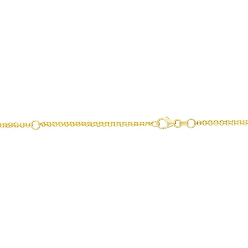 14K yellow gold 2 row cable heart necklace - Picture 3 of 5